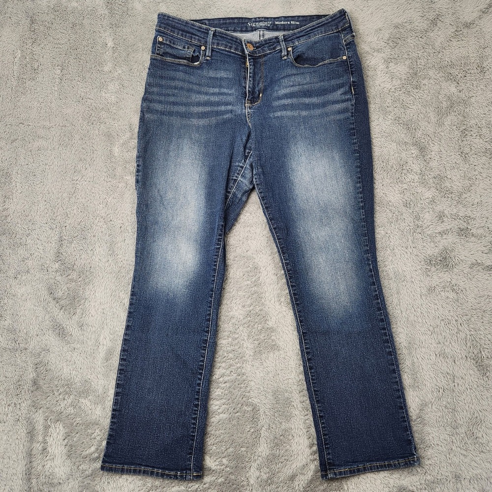 Signature Levi Strauss Jeans Womens 14S 32x30 Blue Modern Slim Stretch Denim